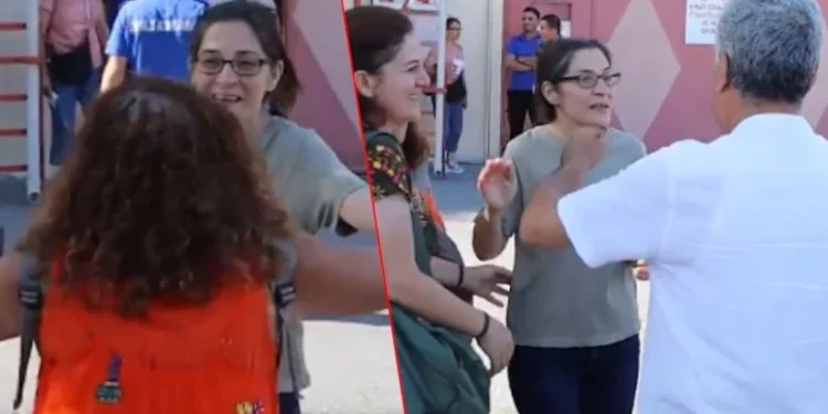 Cezaevi çıkışında karşılanan PKK’lı Nibel Genç’in tahliye anı, slogan atan kalabalıkla birlikte