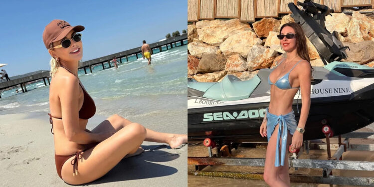 Plajda güneşlenen kadınlar.